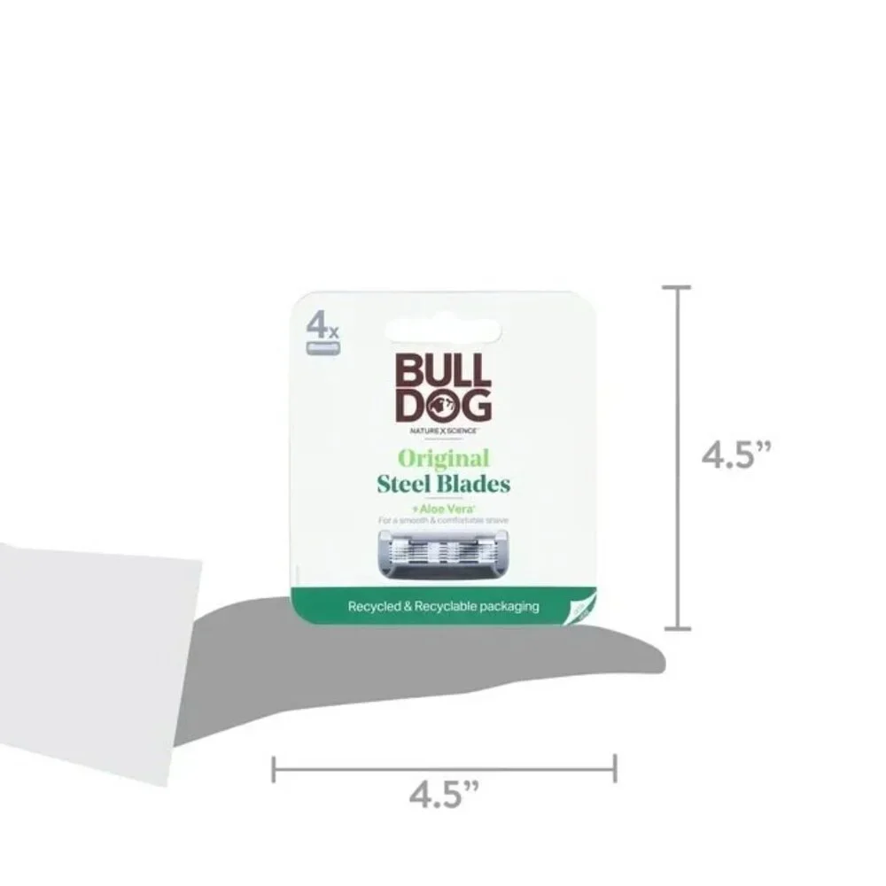 Bulldog Original Bamboo Men's 5-Blade Razor Blade Refill, 4 Ct, Steel Razor